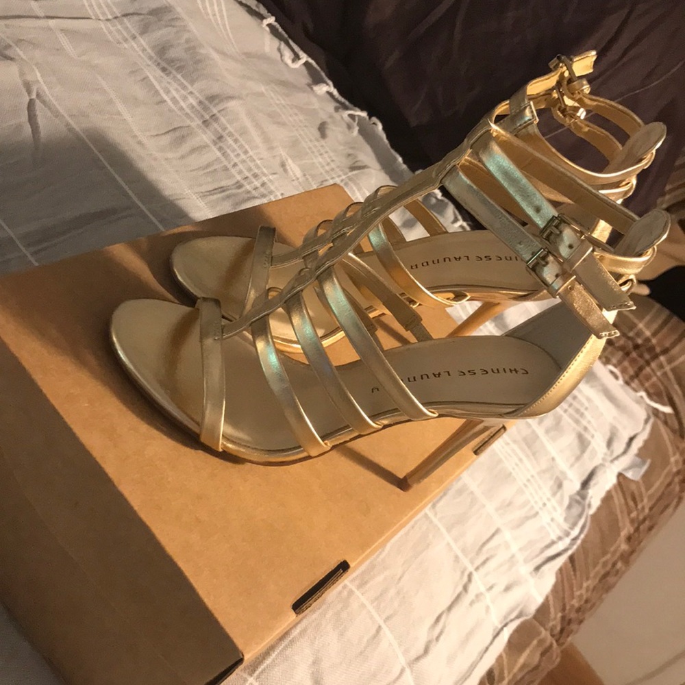 Gold high heels for going out!